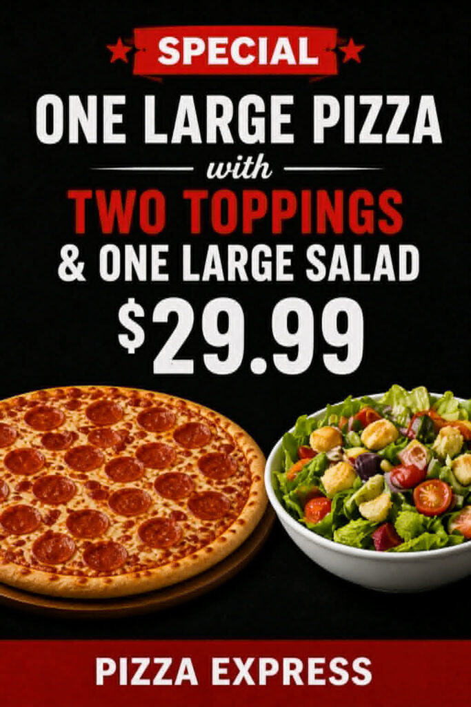 one large salad pizza
