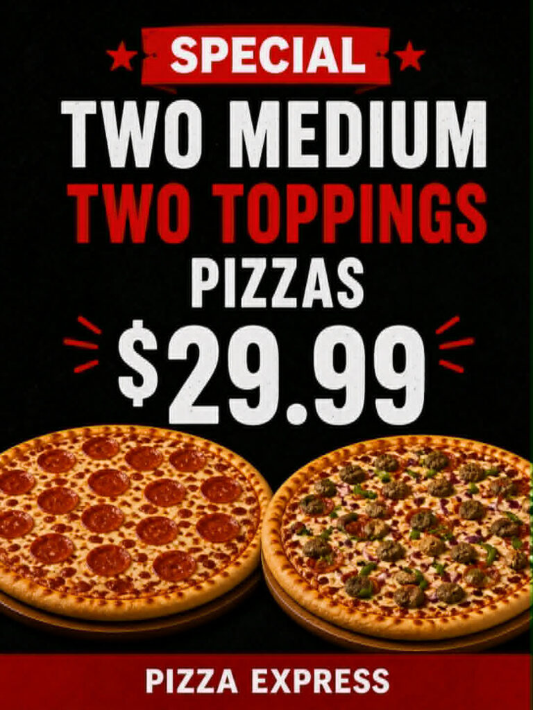 two medium pizza
